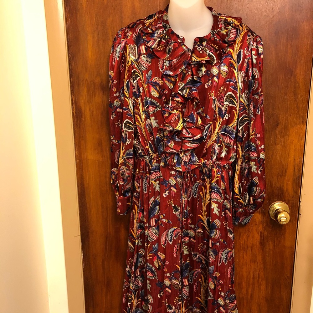 Paris atelier long sleeve maxi dress red, gold 10
